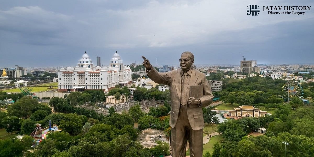 Dr Ambedkar statue with city view Dr Bhimrao Ambedkar statue overlooking city landscape